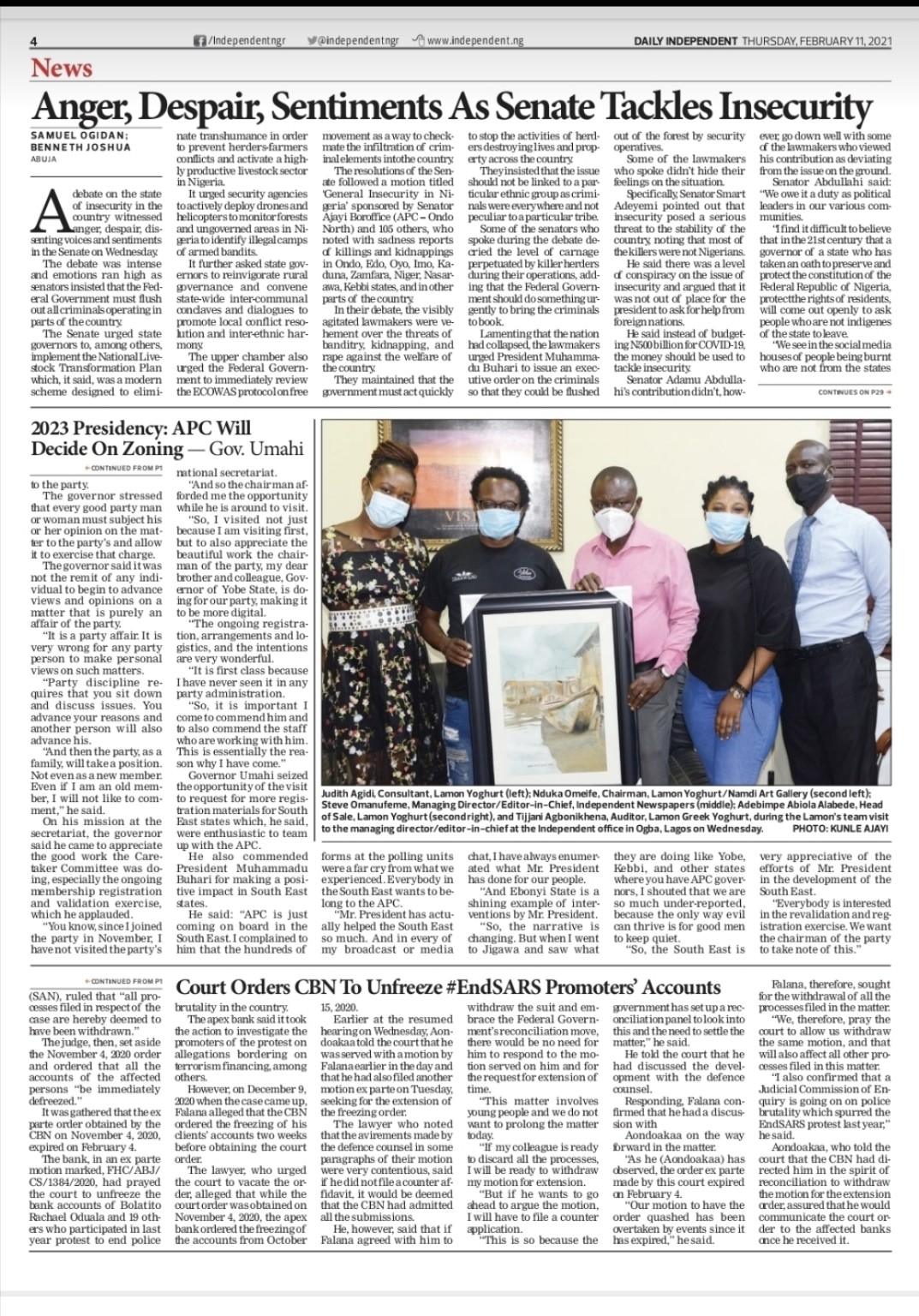 Lamon Yoghurt team visit to Independent Newspapers — Daily Independent