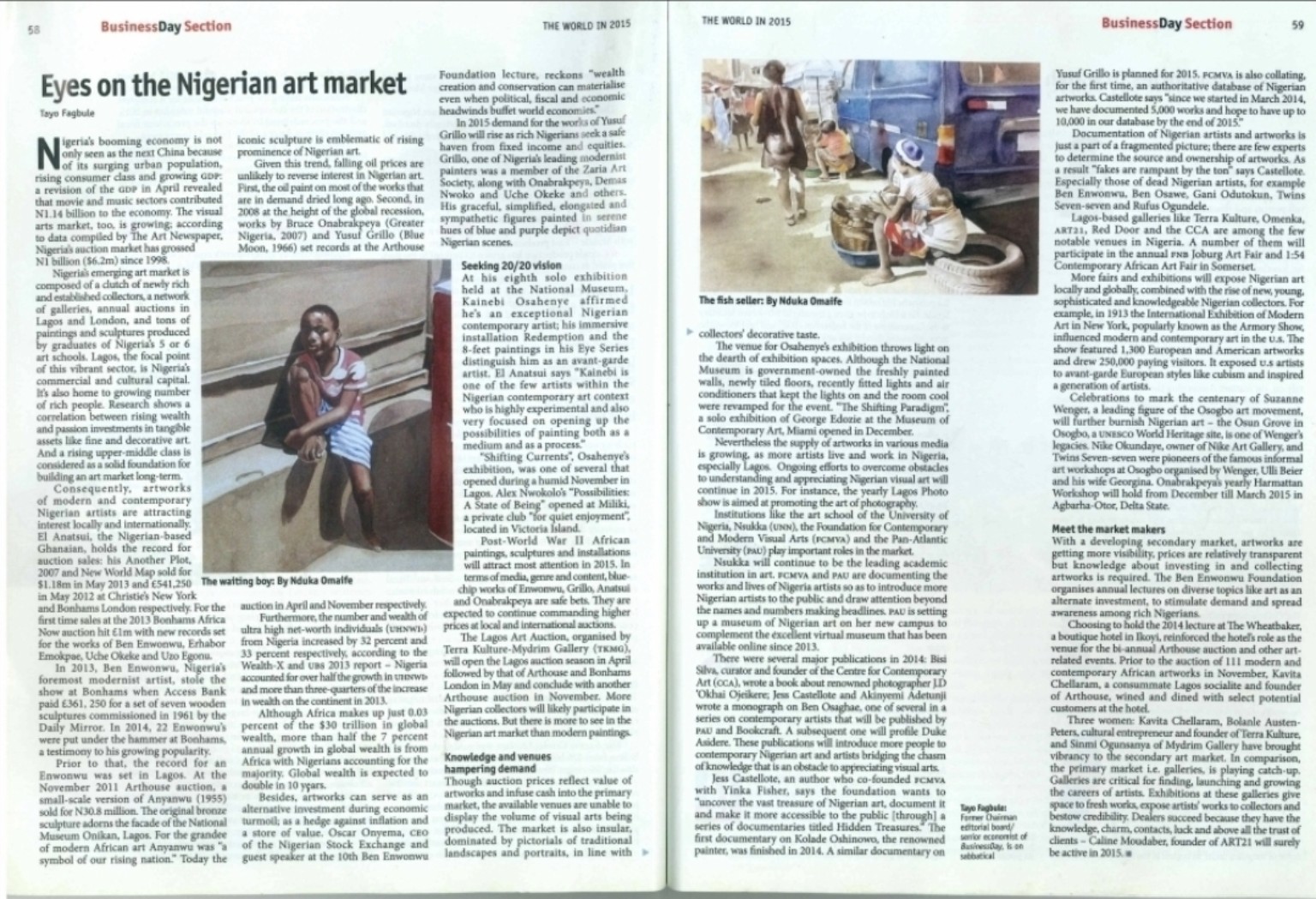 Eyes on the Nigerian art market — BusinessDay · The World in 2015