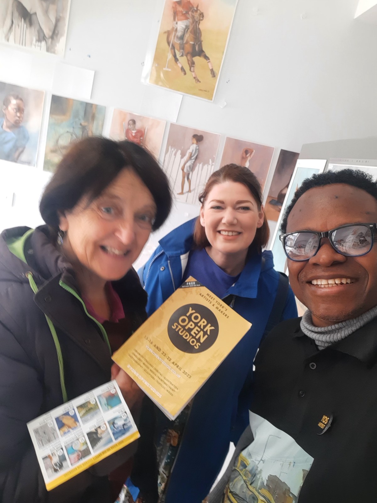 Nduka Omeife with visitors at York Open Studios
